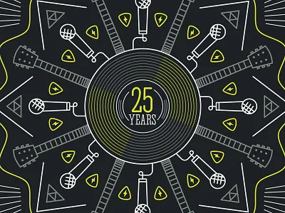 2015 Poster Calendar alternative birthday calendar guitar kaleidoscope lines microphone ohio pattern poster record triangles