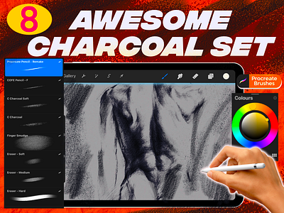 awesome Charcoal set, procreate brushes, Procreate charcoal brus agency app behance brand identity branding branding agency design graphic design graphics illustration logo logo design logofolio packaging packaging design stationery typography ui ux vector