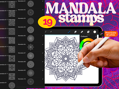 Mandala stamps, procreate stamps, procreate stamp, free download agency app behance brand identity branding branding agency design graphic design graphics illustration logo logo design logofolio packaging packaging design stationery typography ui ux vector