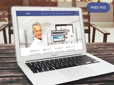 ARWA PSD about arwa blog business contact free freebies home portfolio psd template ui
