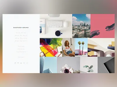 Gaspard + Bruno - Home page agency bootstrap branding design frontend node js sass squarespace svg ui ux