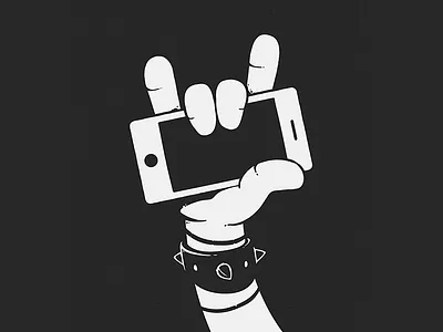 Rock App app art bw illustration phone poster rock up