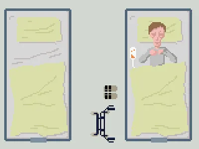 »Room 4221« early WIP hospital photoshop pixel art retro