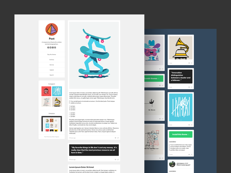 Example of Post and Coast Tumblr Themes