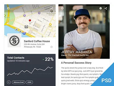 UI Elements PSD cards contact free freebie graph map psd stats ui ux