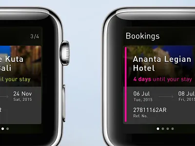 My Bookings for Watch app apple booking concept gestures hotel ideas notifications travel typography watch wearable