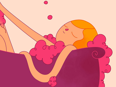 The bath bath bathtub bubbles duck feminine fluo illustration neon pink vector