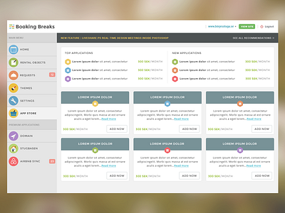 App Store - Booking Breaks Web Application app application dashboard flat listing saas store ui webapp