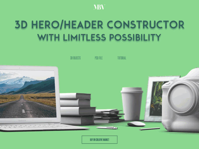3D Hero/Header Constructor 3d animation constructor header hero landing objects wed design