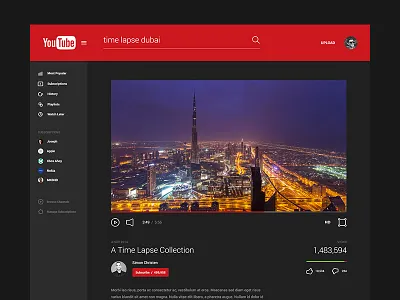 YouTube Material Design clean design flat google material minimal redesign ultralinx youtube