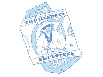 200 Employees 200 200 dollar bill design illustration mc commerce optimizely swag tshirt