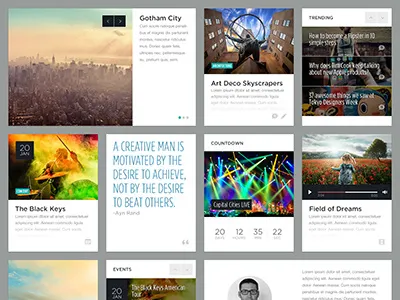 Blocks audio blocks blog events grid layout magazine photograpy portfolio sidebar typography video