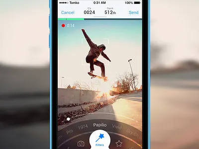 iOS: Camera Screen app camera circle filter ios iphone menu timeline video zoom