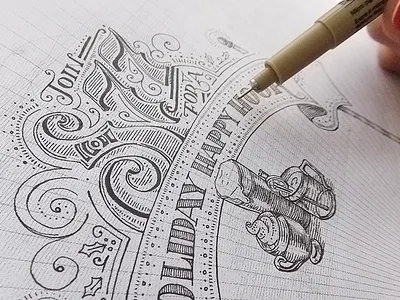 S77 Holiday Invite chavilah design handlettering holiday ink invitation lettering s77 s77tv type typography victorian