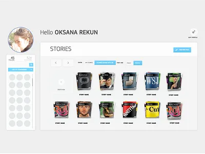 Online Storytelling ui wireframe