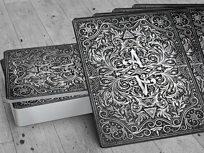 Card Back Design absinthe card card back card design cards decorative design flourishments graphic intricate lettering playing cards