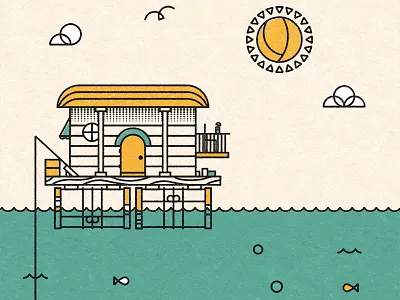 Lost At Sea colorful cute dangerdom dominic flask flat fun house illustration sea shapes texture vector