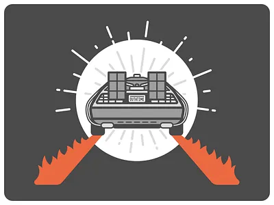 We're going back to the future back to the future car delorean ebook fire flame flat illustration movie vector