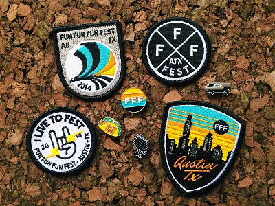 FFF9 Patches & Pins austin fun fun fun fest guerilla suit merch patch pin texas