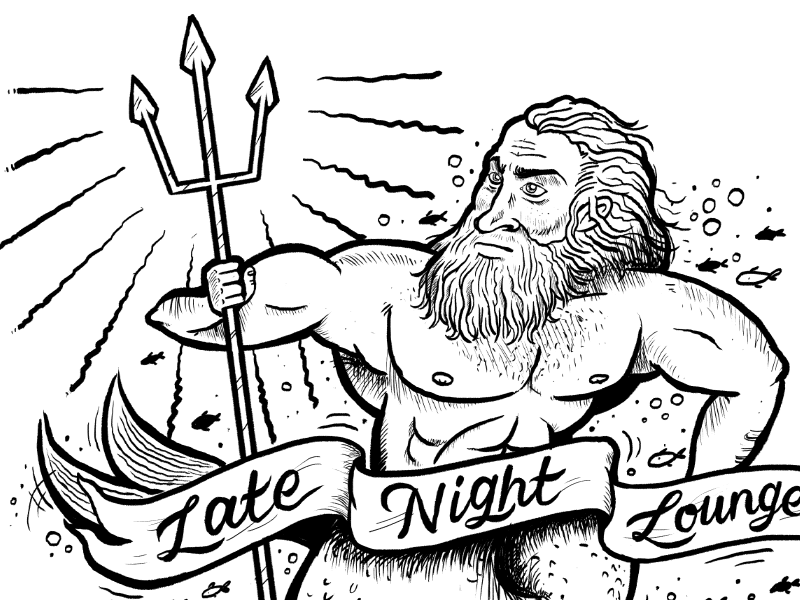 Poseidon brushes draw illustration linework photoshop poseidon trident underwater