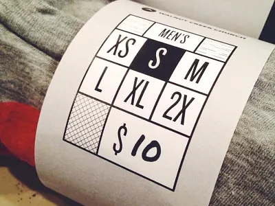 T-Shirt ring tag apparel clothing knockout sizing t shirt tag typography