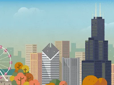 Chicago building chicago fall ferris wheel sky scraper trees willis tower