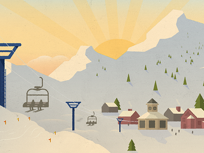 Ski Resort lighting mountains ski lift ski resort snow town trees winter