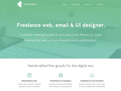Homepage detail clean email freelance frontend homepage minimal portfolio templates webdesign website