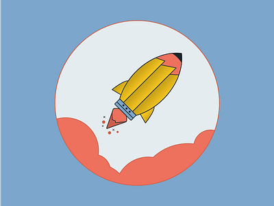 Pencil launcher cloud draft fire flat icon idea launch logo pencil project rocket write