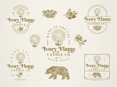 The Ivory Flame Candle Co. | Logos bakersfield candle logo crosshatch dorian avila engraving etching illustration logo logo collection logo design logo designer logofolio vintage vintage logo