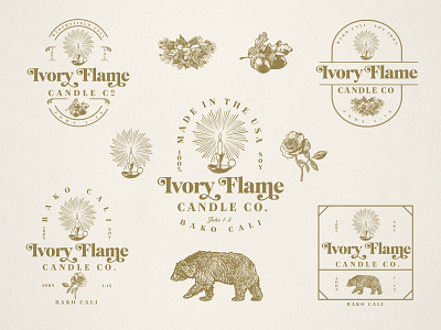 The Ivory Flame Candle Co. | Logos bakersfield candle logo crosshatch dorian avila engraving etching illustration logo logo collection logo design logo designer logofolio vintage vintage logo