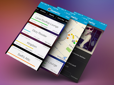 Nightlife App cards filter gender geolocation graph ios iphone nightlife photos sorting stats ui