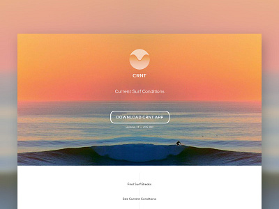 CRNT App Landing Page app branding design graphics ios landing page logo surf ui web