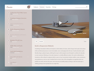 Course app app application design flat interface profile social ui user ux