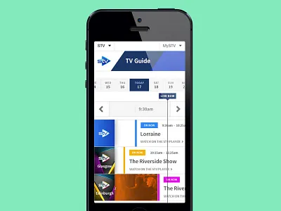 The TV Guide on your mobile blue grey grid luminosity mobile overlay source sans pro stv stv player symbolset tv guide