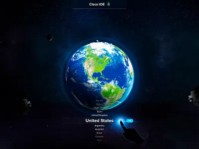 Cisco IoE design digital signage earth interactive ipad kiosk sci fi screen space touch ui visual design