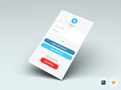 Notify .psd .sketch blue iphone login red ui ux
