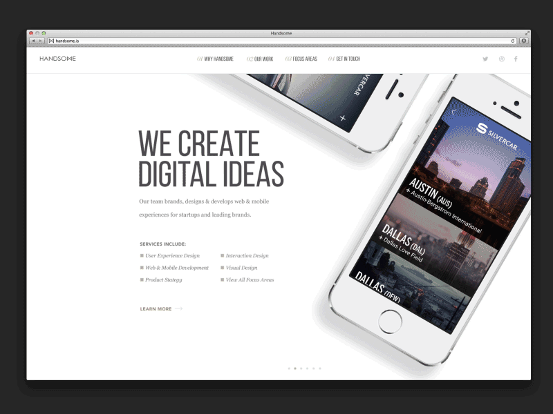 Handsome Navigation Animations animation grid interaction layout marketing mockup origami quartz ui web
