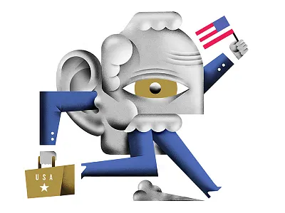 The Race america editorial flag illustration political politician politics president presidential race