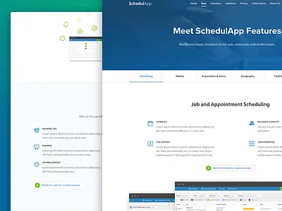 SchedulApp - Tour (landing page) call to action dashboard desktop festure header illustration landing menu product page tour ui ux