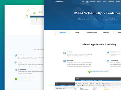 SchedulApp - Tour (landing page) call to action dashboard desktop festure header illustration landing menu product page tour ui ux