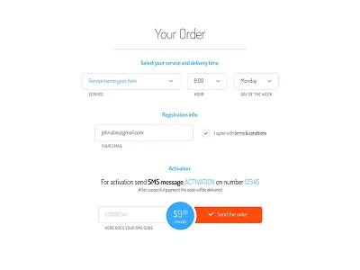 Freebie: Simple ordering form button checkbox form free input message order price psd select