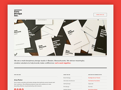 Fore Design Inc. home page landing one page website