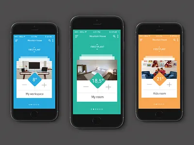 Heating Control app clean design flat heating control ios ui ux