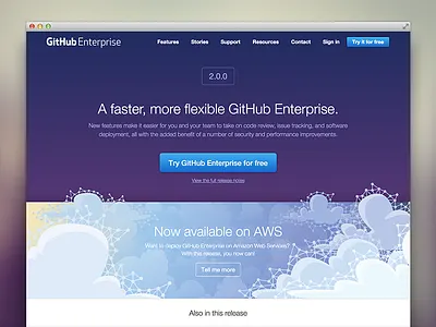 GitHub Enterprise 2.0 Release Page github landing page web design