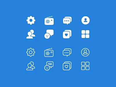 Icon Set for Broadcast App favorite icon line icons music social user