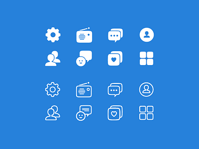 Icon Set for Broadcast App favorite icon line icons music social user