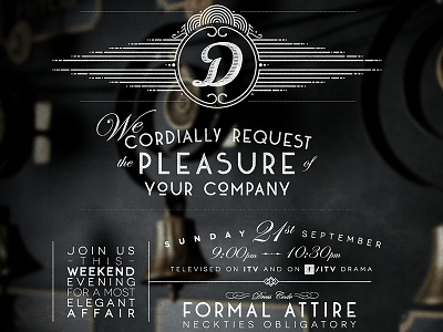 Downton Abbey - New Season Invite 1920s art deco downton abbey illustration invite itv typography vintage