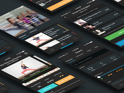 Yoga app screens cool dark iphone neon sleek yoga
