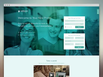 Realtor.com Profiles angular app landing page product real estate realtor ui ux